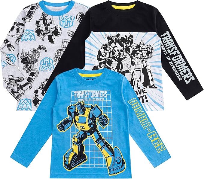 Transformers Hasbro - Paquete de 3 camisetas de manga larga