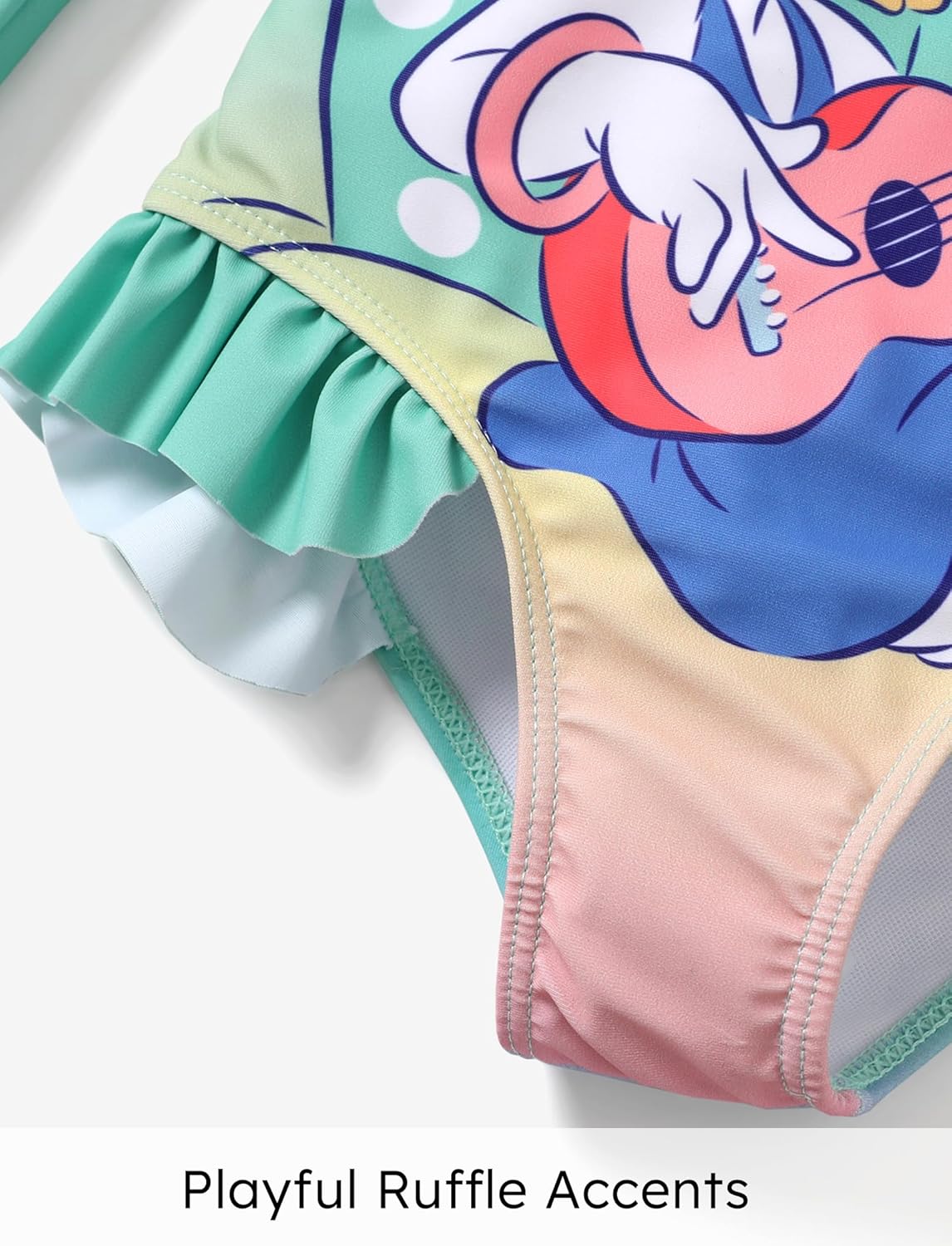 Disney Mickey and Friends - Traje de baño de manga larga de una pieza para niña