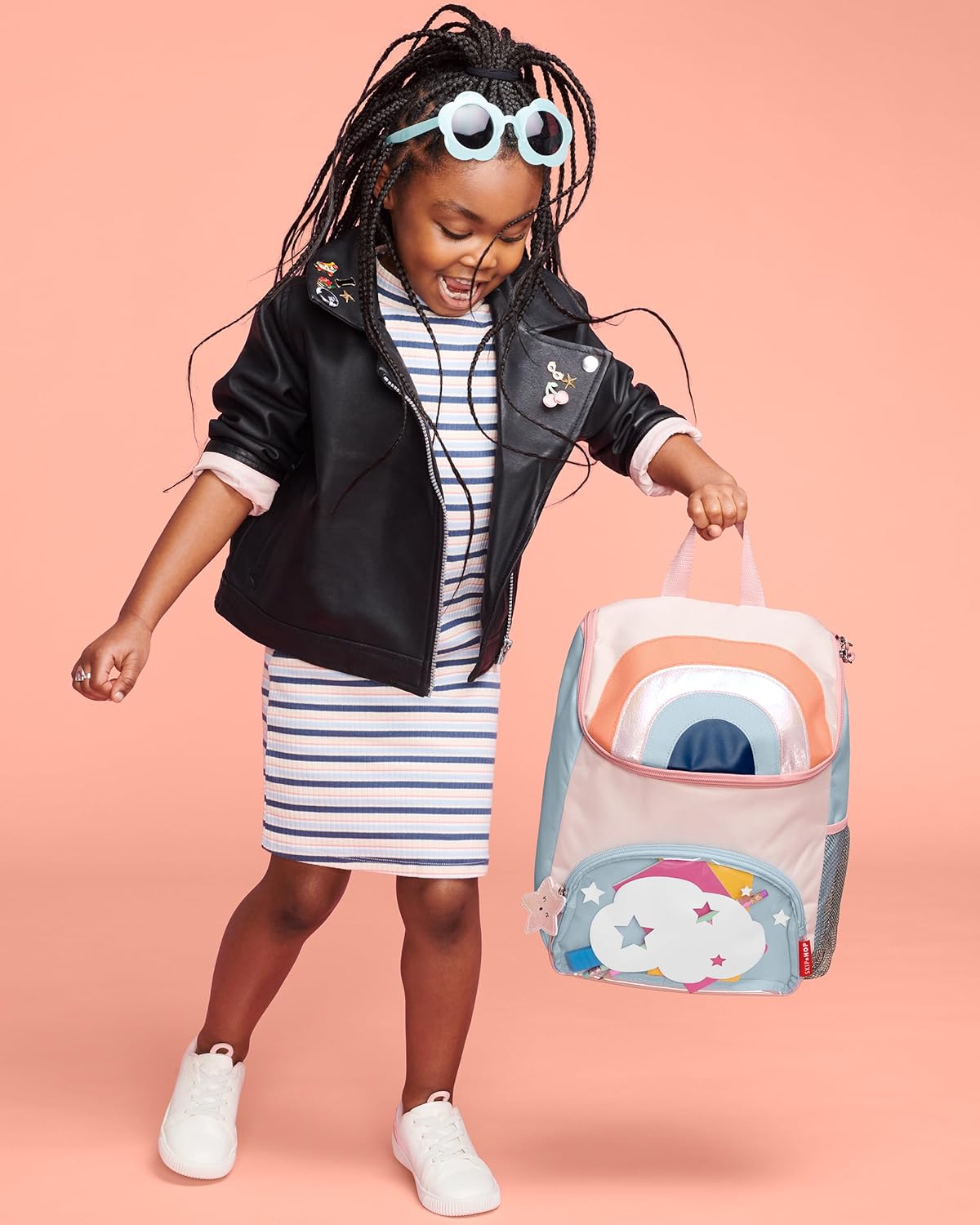 Skip Hop Mochila para niños grandes, arcoíris 14 Pulgadas