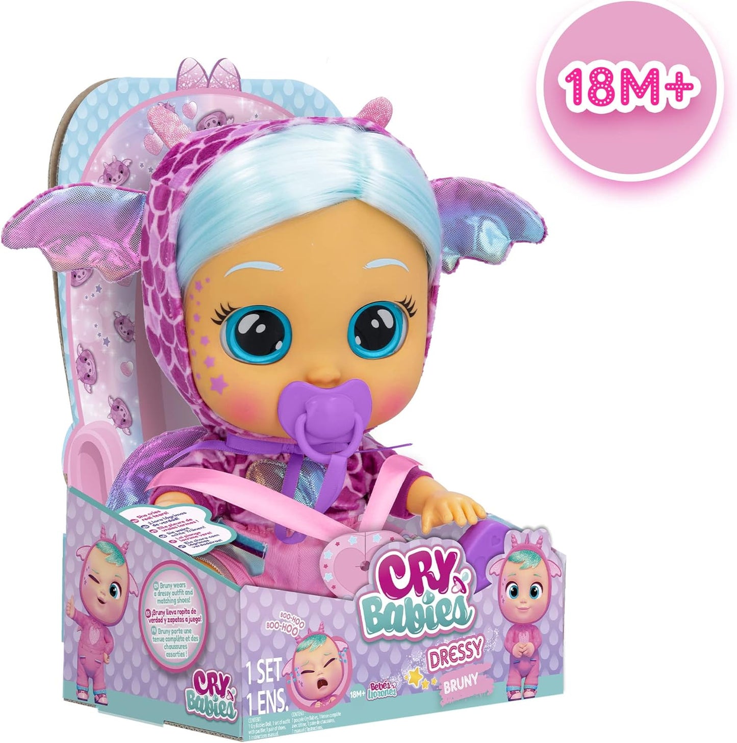 Cry Babies Dressy Fantasy Bruny - Muñeca bebé de 12 pulgadas