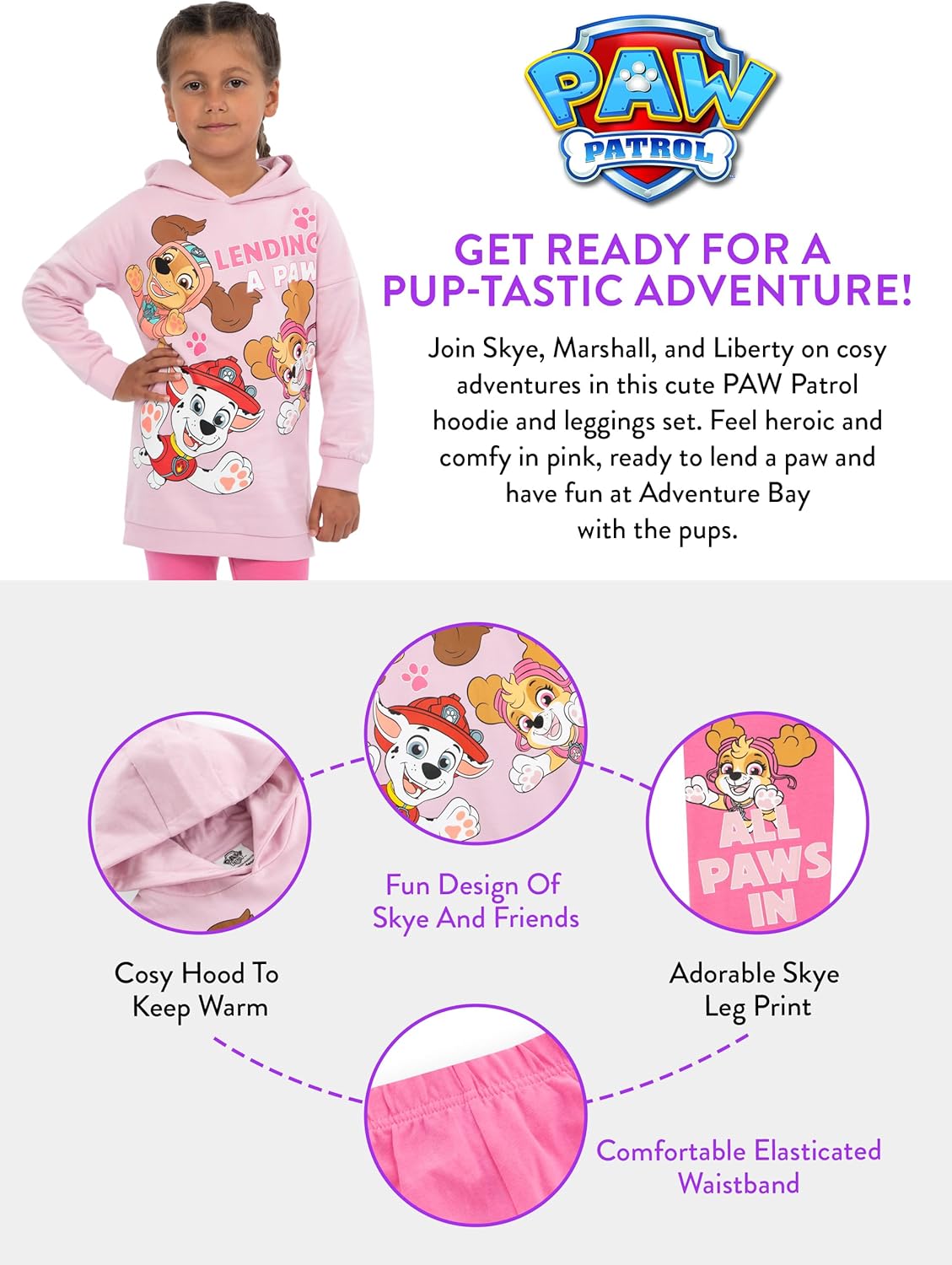 Paw Patrol Atuendo | Sudadera con capucha y pantalones Skye