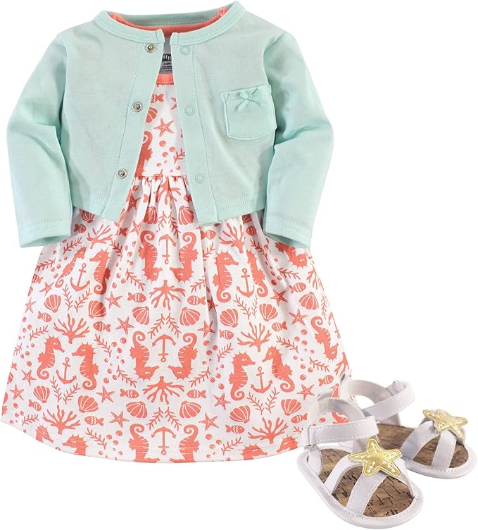 Hudson Baby Conjunto de vestido, cárdigan y zapatos