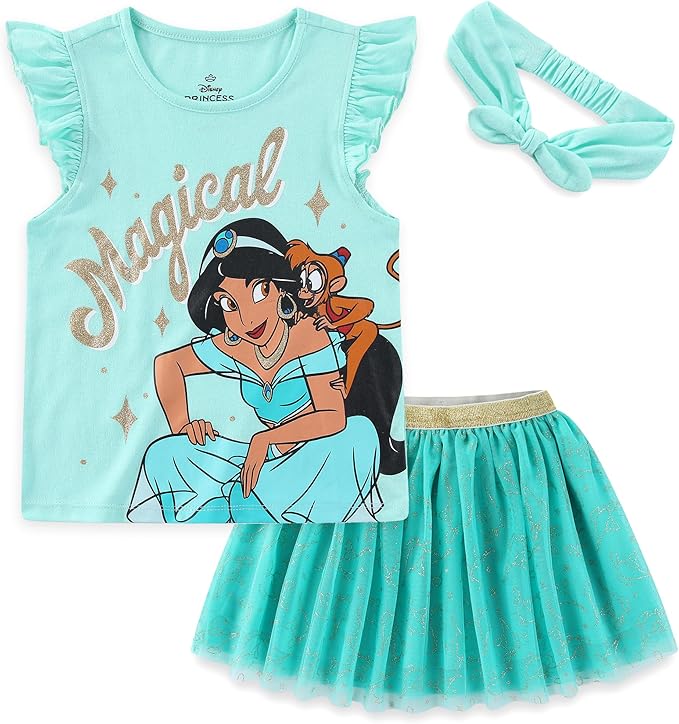 Disney Princess - Conjunto de camisa de manga corta y falda de tul