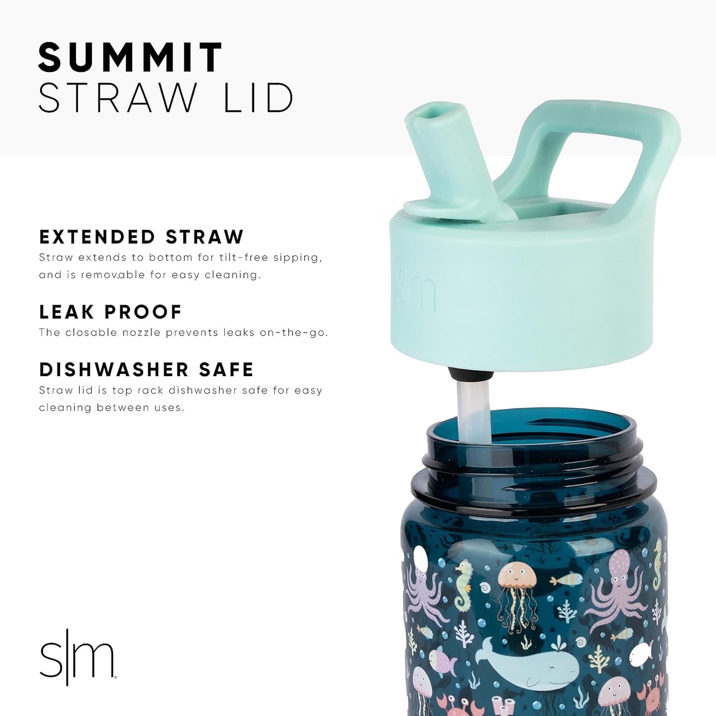 Simple Modern - Botella de agua para niños pequeños con tapa para pajilla o para sorber, vaso de plástico 12 oz