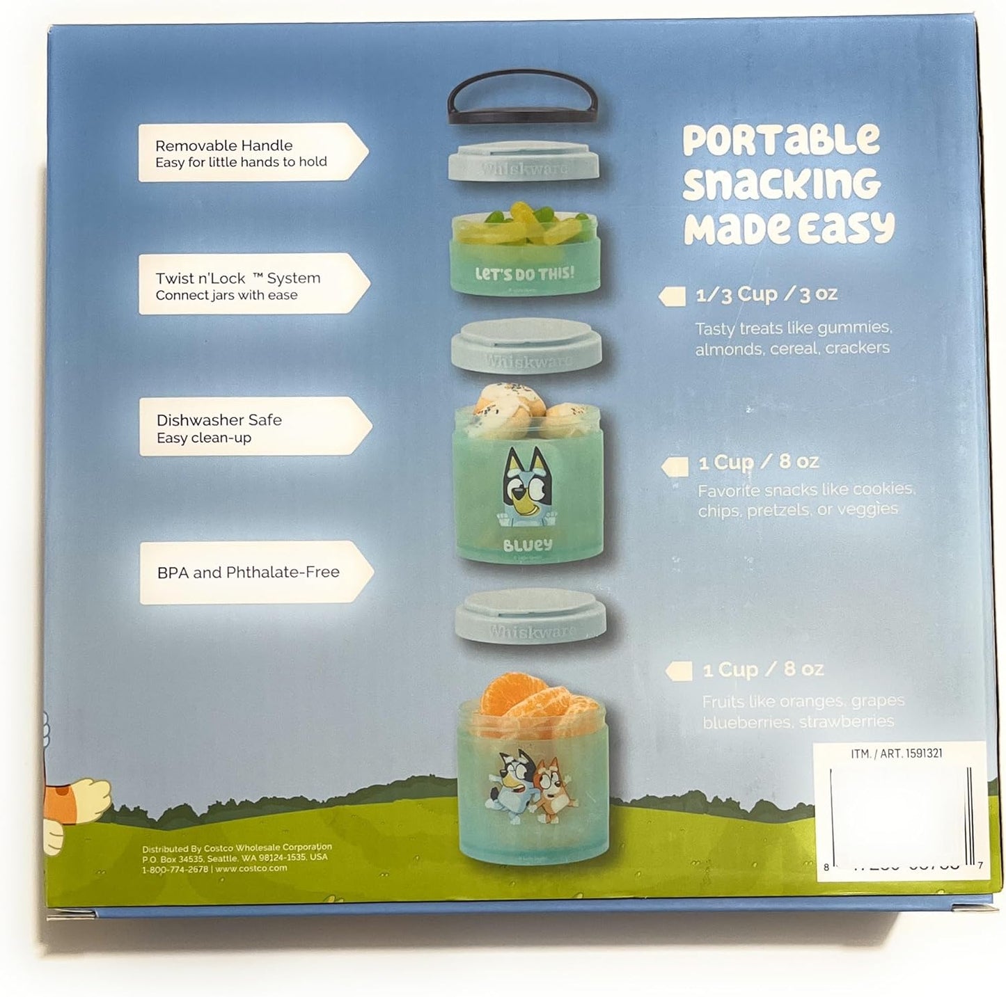 Whiskware Pilas de aperitivos Paquete de 3 Bluey y Amigos