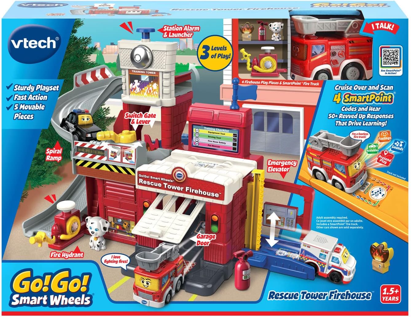 Torre de rescate con ruedas inteligentes VTech Go! Go! para bomberos