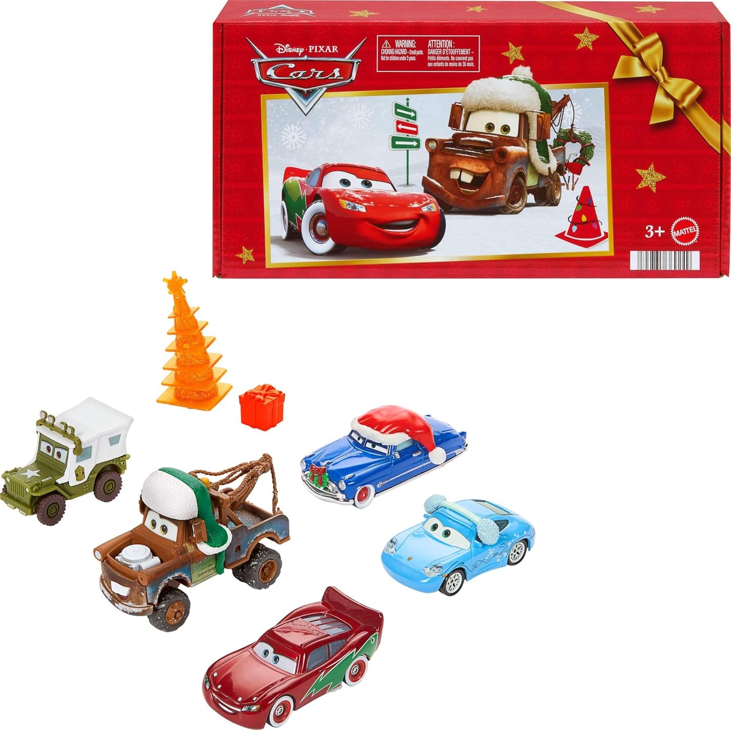 Mattel Disney y Pixar Cars - Paquete múltiple de 5 vehículos con temática de invierno