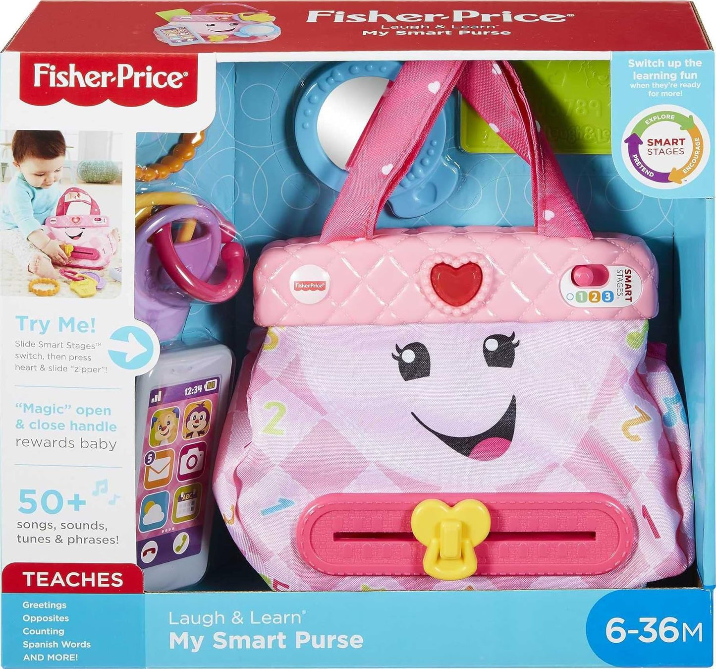 Fisher-Price Laugh & Learn My Smart Purse, rosa, juguete musical