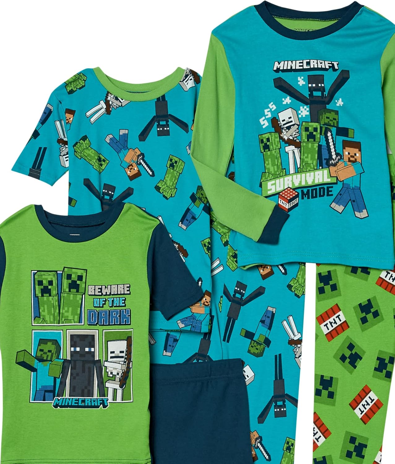 Minecraft Conjunto de pijama de algodón ajustado de 6 piezas