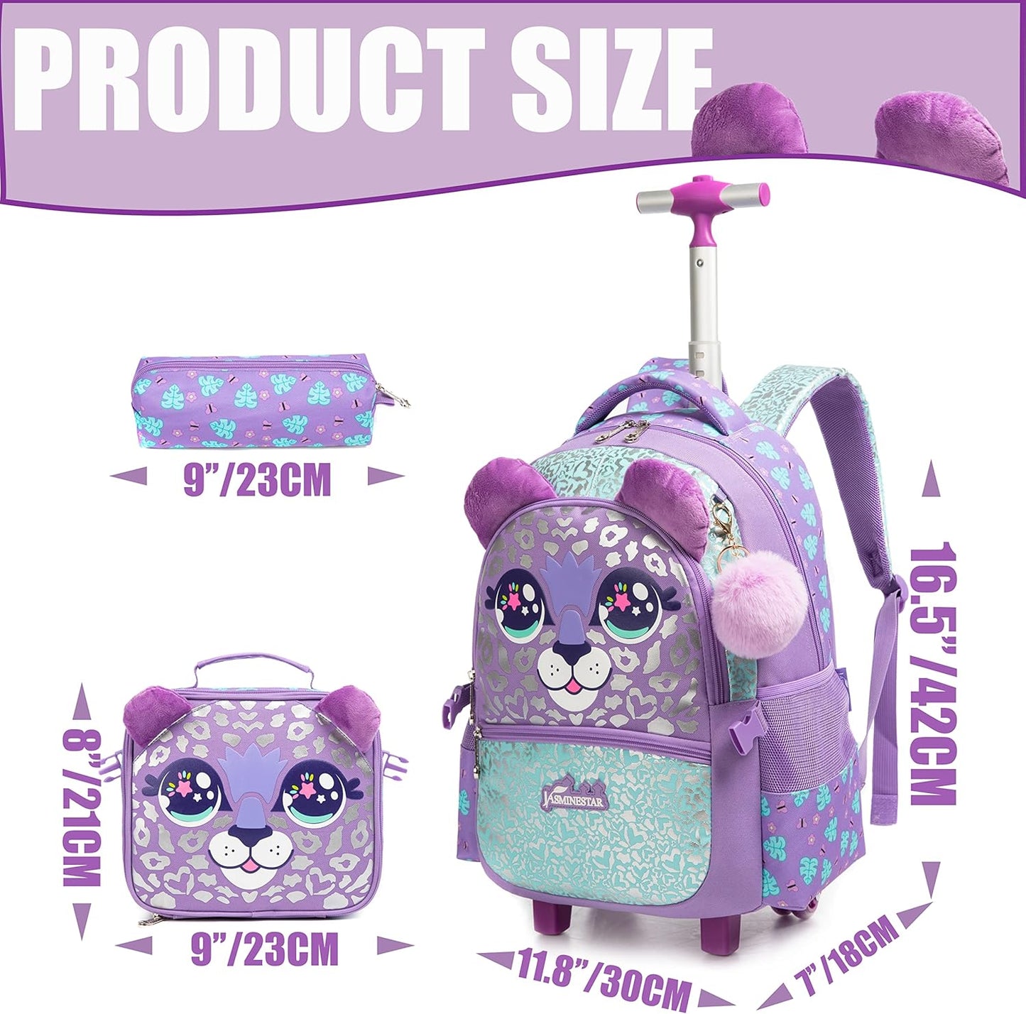 Set de Mochila con rueda 16.5 pulgadas, 3 piezas