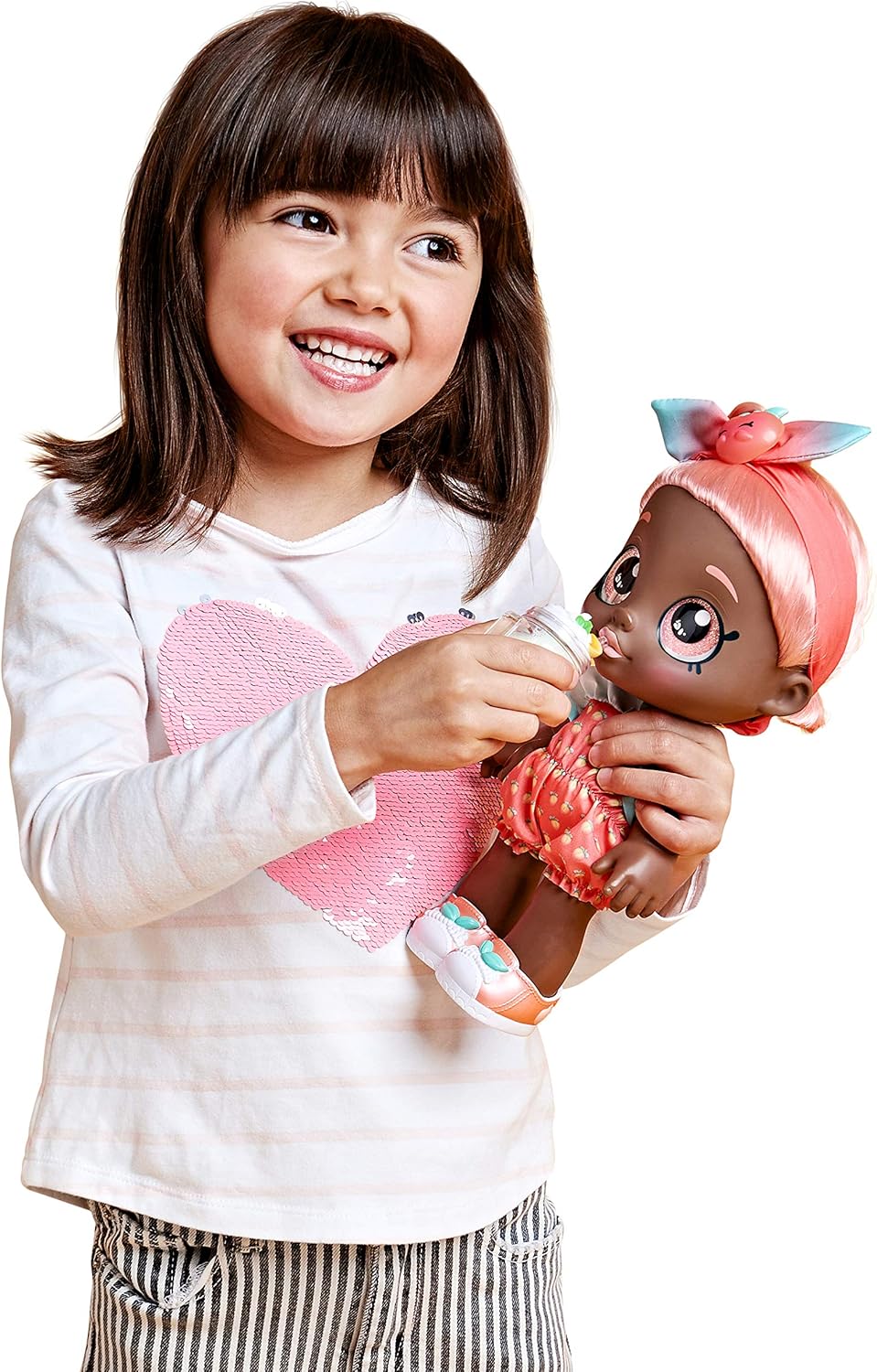 Kindi Kids Snack Time Friends - Muñeca de juego preescolar, duraznos de verano