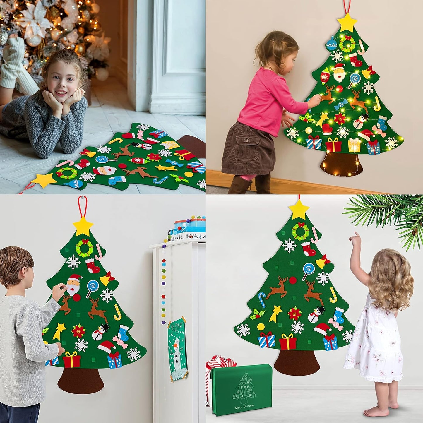 Juego de árbol de Navidad de fieltro iluminado