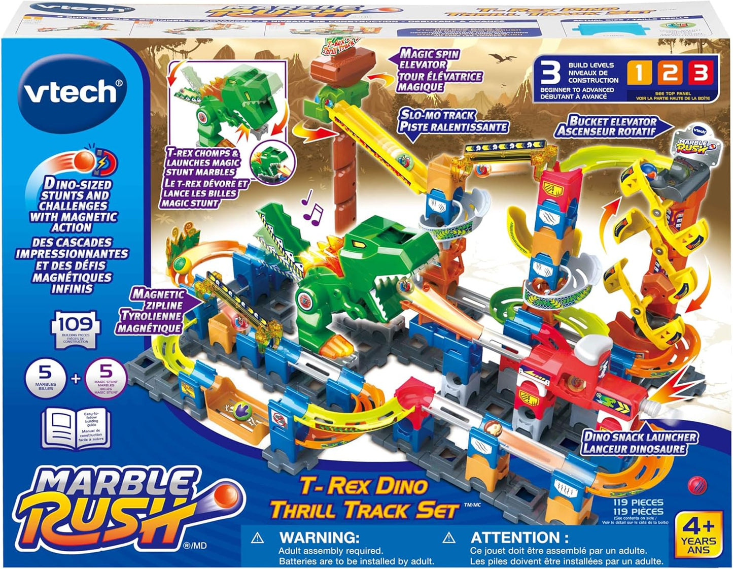 Juego de pistas de emoción de dinosaurio T-Rex de Marble Rush de VTech
