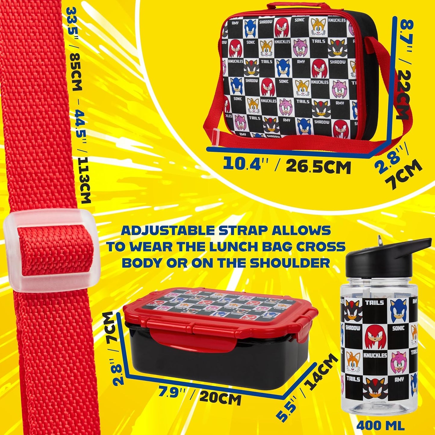 Juego combinado lonchera + botella + caja de aperitivos