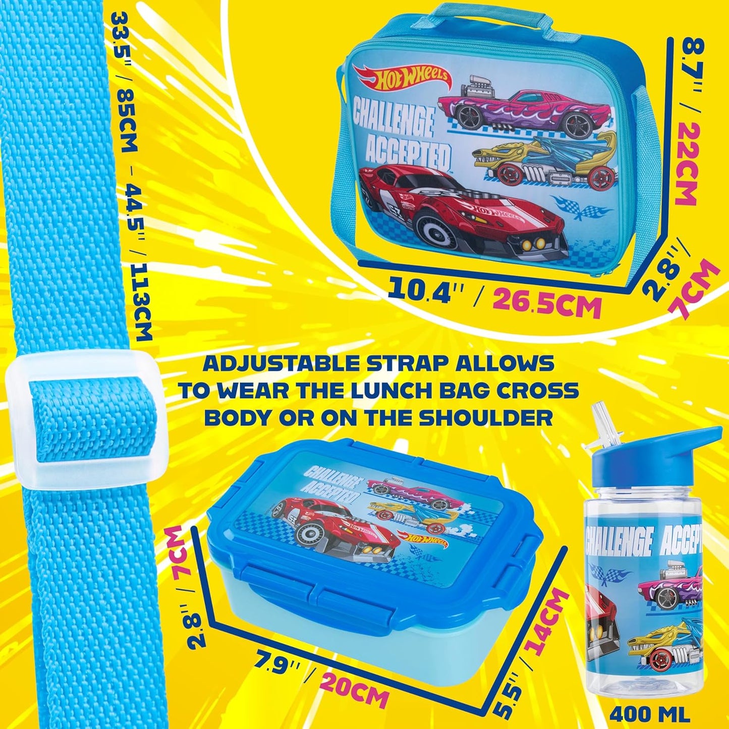 Juego combinado lonchera + botella + caja de aperitivos