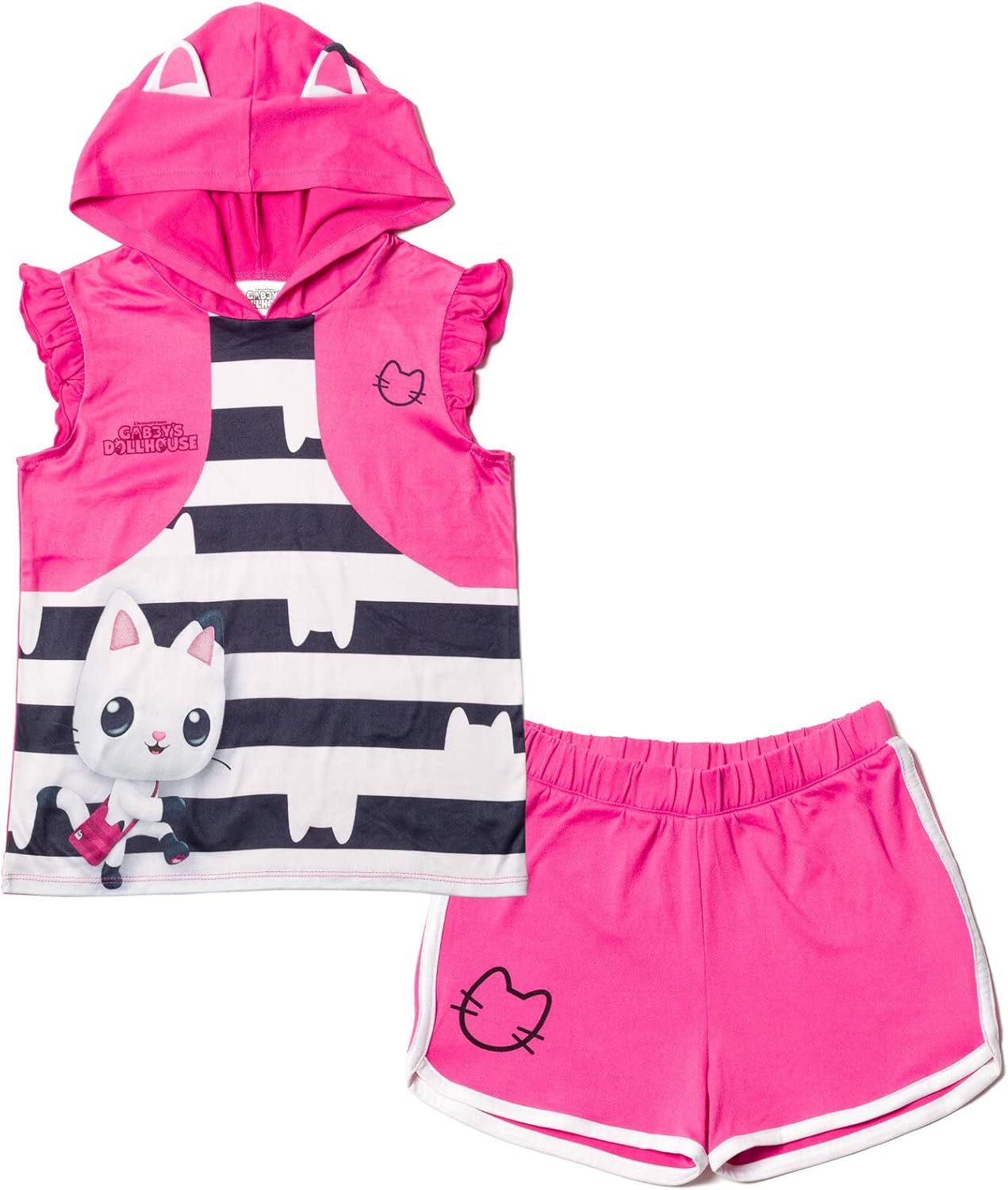 GABBY'S DOLLHOUSE - Conjunto de camiseta sin mangas con capucha y pantalones cortos