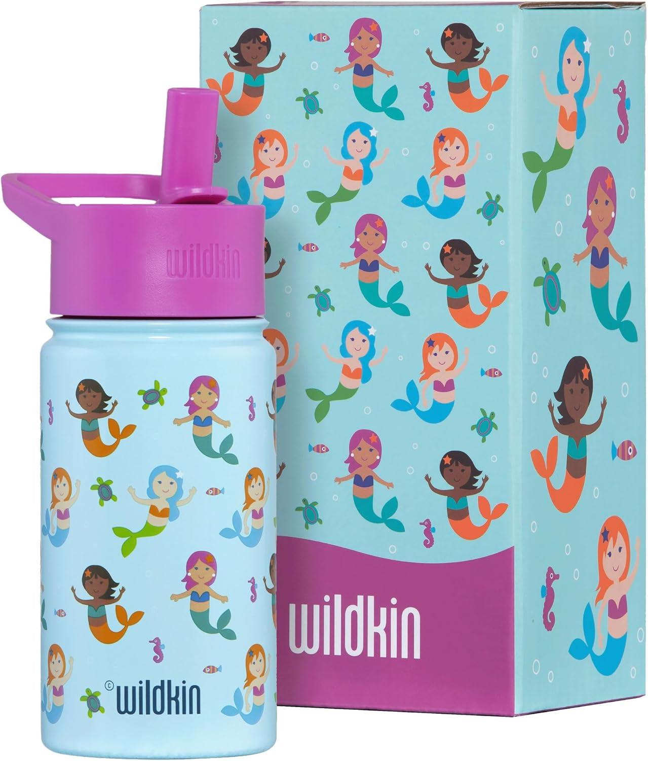 Wildkin Botella de agua reutilizable de acero inoxidable Sirena