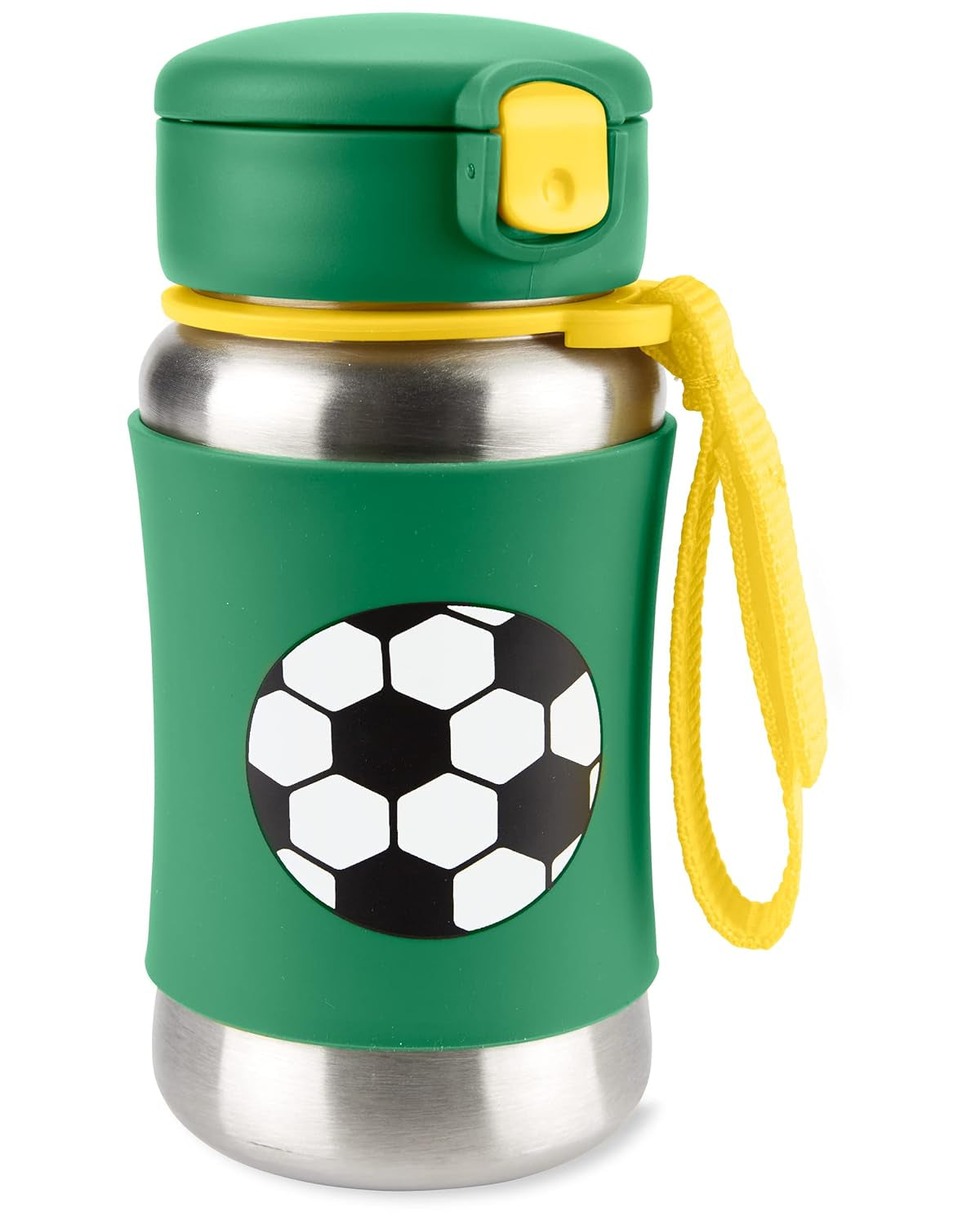 Skip Hop botella con popote de acero inoxidable, fútbol