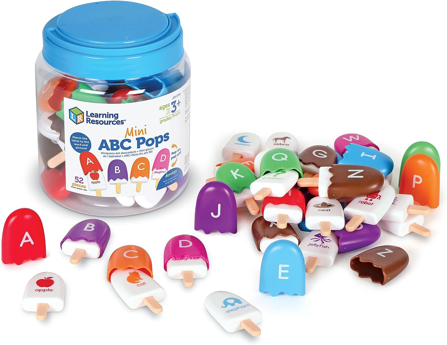 Mini ABC Pops - Juguetes educativos para niños a partir de 3 años, ABC para niños pequeños, juguetes Montessori para niños