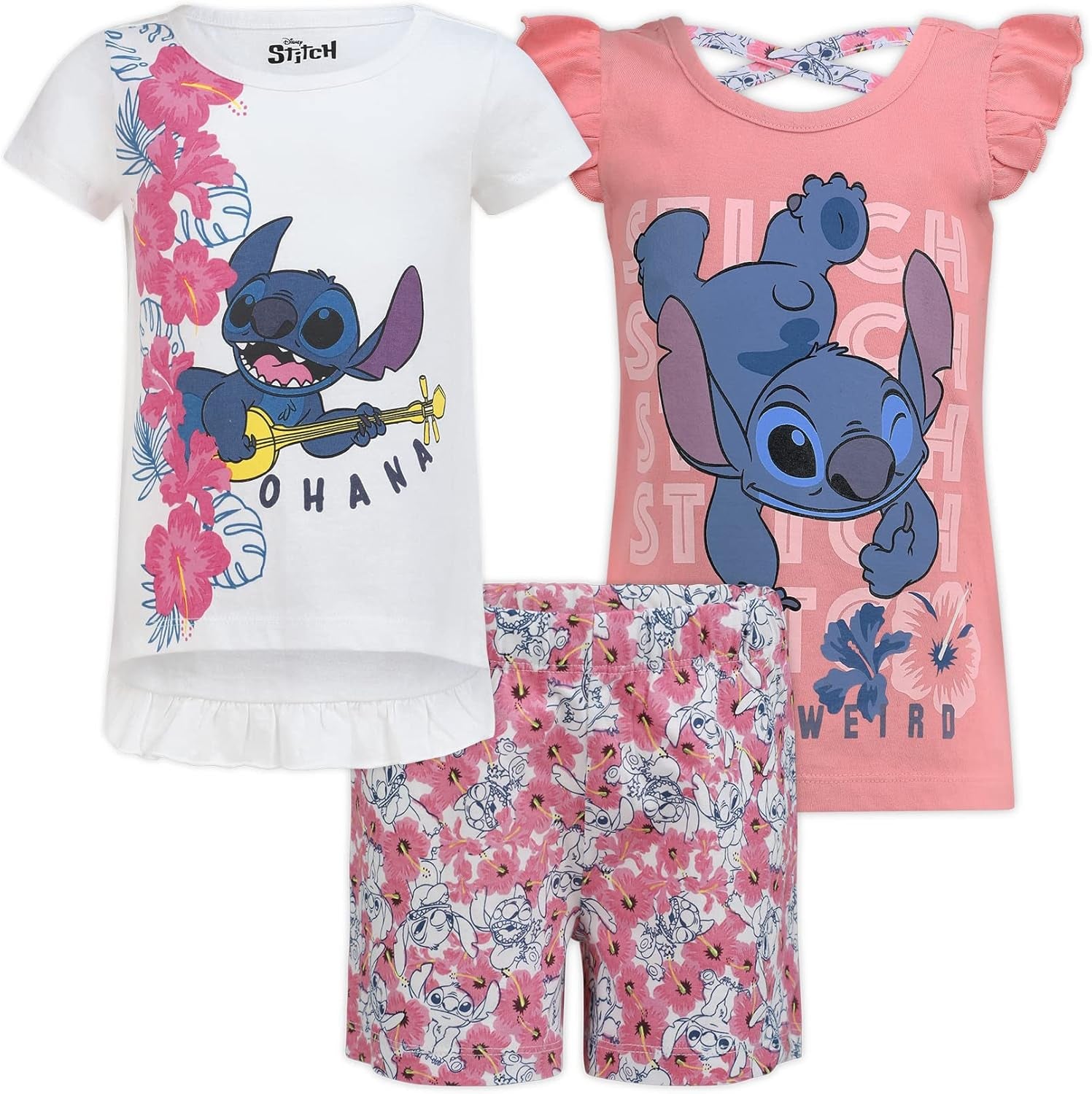 Girls 3-Piece Shirts and Short Set: Wide Variety Includes Minnie, Frozen, and Princess