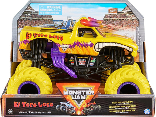 Monster Jam, Camión monstruo oficial de El Toro Loco, vehículo de colección fundido a presión, escala 1:24