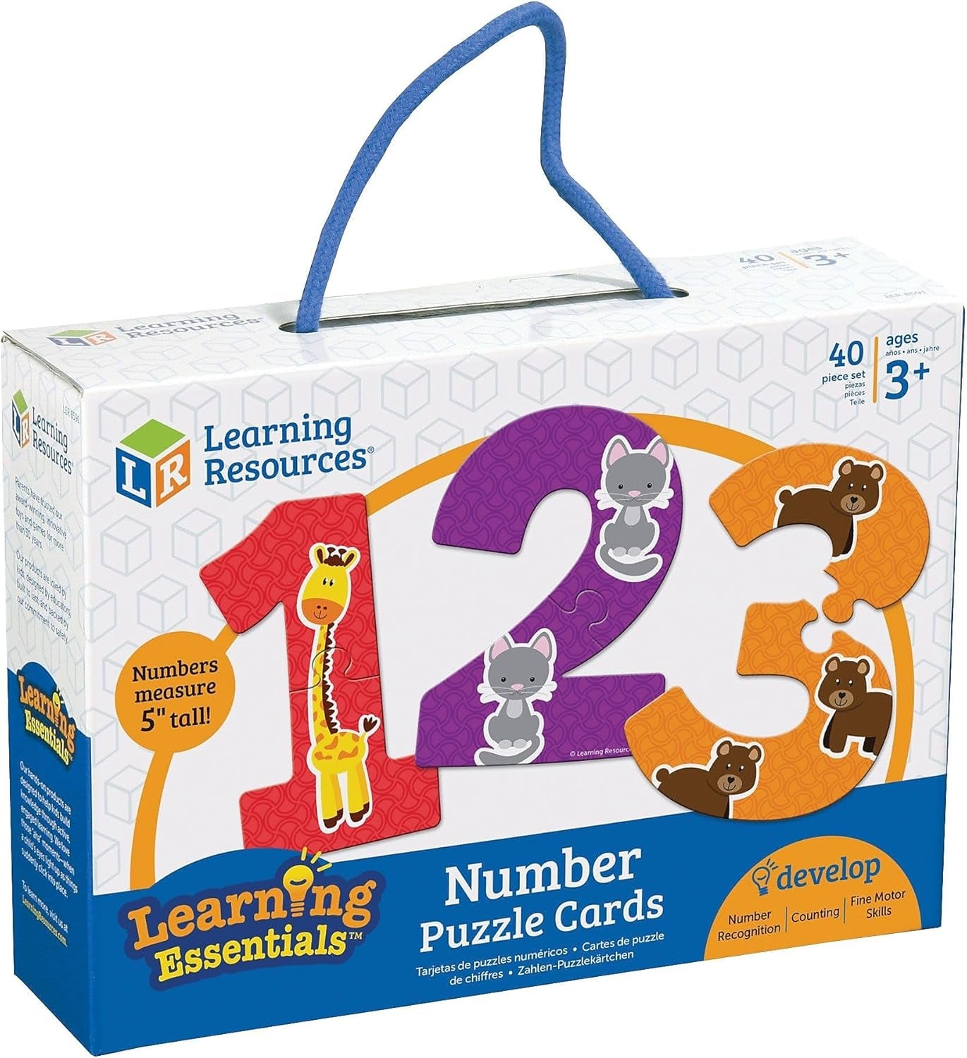 Learning Resources Tarjetas de rompecabezas de números, reconocimiento temprano de números, rompecabezas para niños pequeños, 20 rompecabezas autocorregidos, 40 piezas, a partir de 3 años