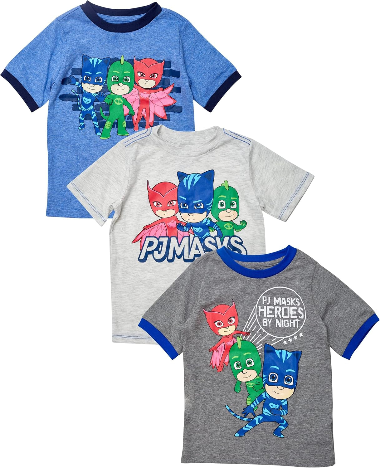 PJ Masks Paquete de 3 camisetas para bebé con Catboy, Gekko y Owlette