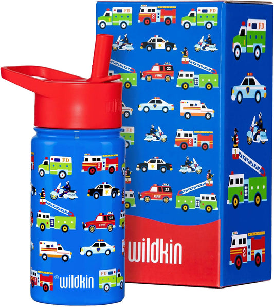 Kids 14 Oz Reusable Bpa-Free Stainless Steel Water Bottle with Leak Proof Lid for Boys & Girls, Insulated, Durable, and Easy to Clean Water Bottles for Toddlers - Heroes