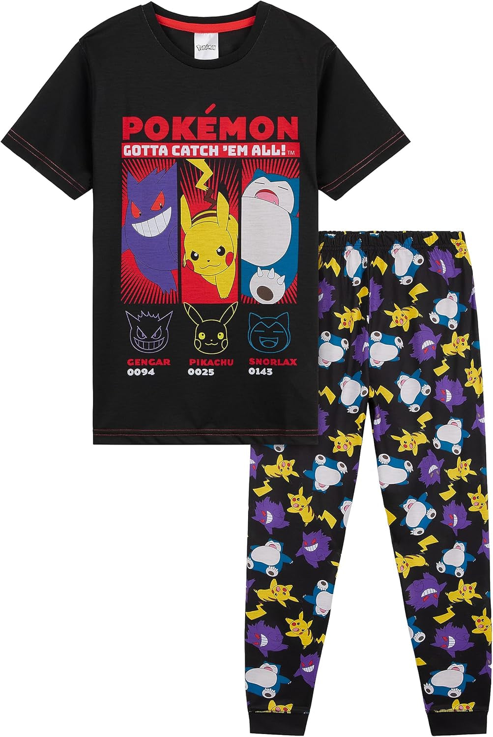 Pokemon Conjunto de pijama para niños, camiseta y pantalones largos