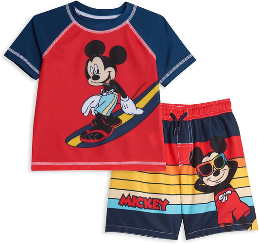 Disney Mickey Mouse - Conjunto de traje de baño y camiseta de neopreno para bebés y niños