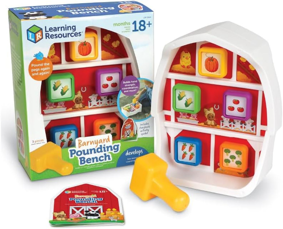 Barnyard Pounding Bench, Farm Animals for Kids,Fine Motor Skills for Ages 18 Months+, Montessori Preschool Toys, Toddler Toys