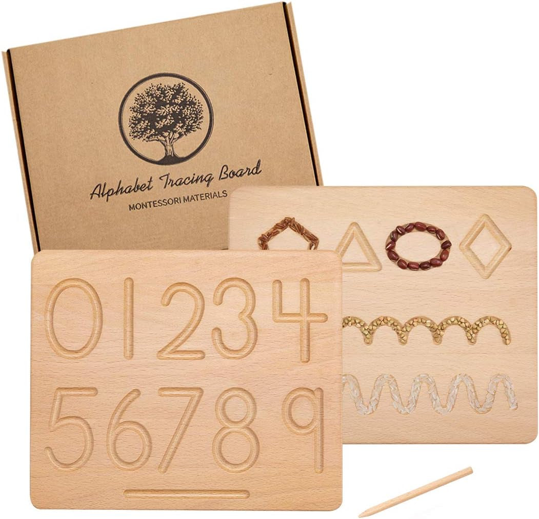 Tabla de trazado de números y formas Montessori 