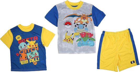 Pokemon Conjunto de pijama de 3 piezas para niño