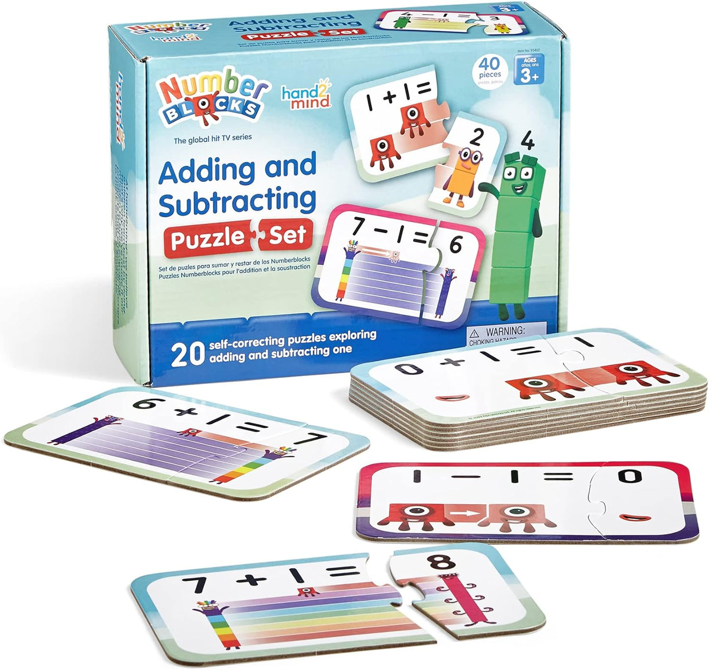 hand2mind Numberblocks - Juego de rompecabezas para sumar y restar, juegos de suma y resta, rompecabezas de números