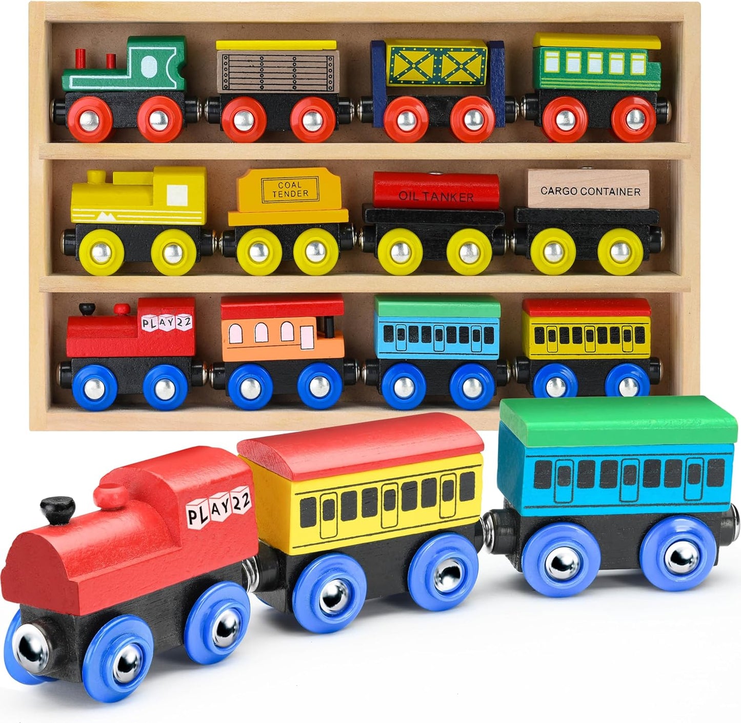 Juego de tren de madera