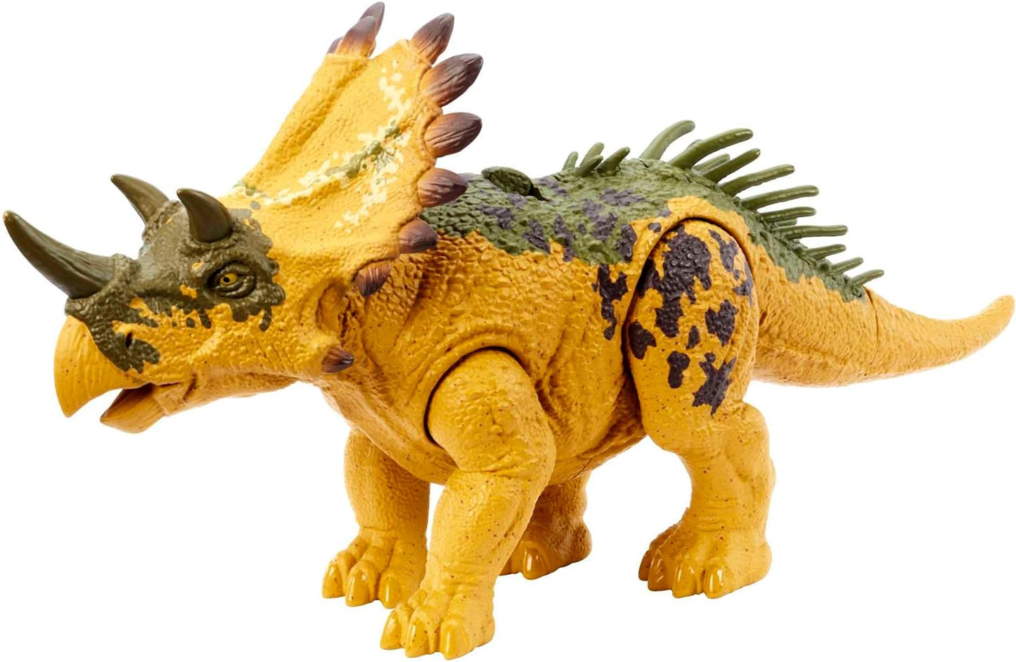 Mattel Jurassic World - Juguete de dinosaurio rugido salvaje con sonido y movimiento de ataque, figura de acción Regaliceratops Posable