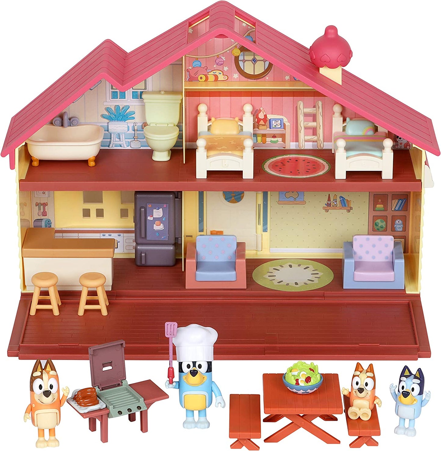 Bluey Mega Bundle Home, juego de asador y 4 figuras