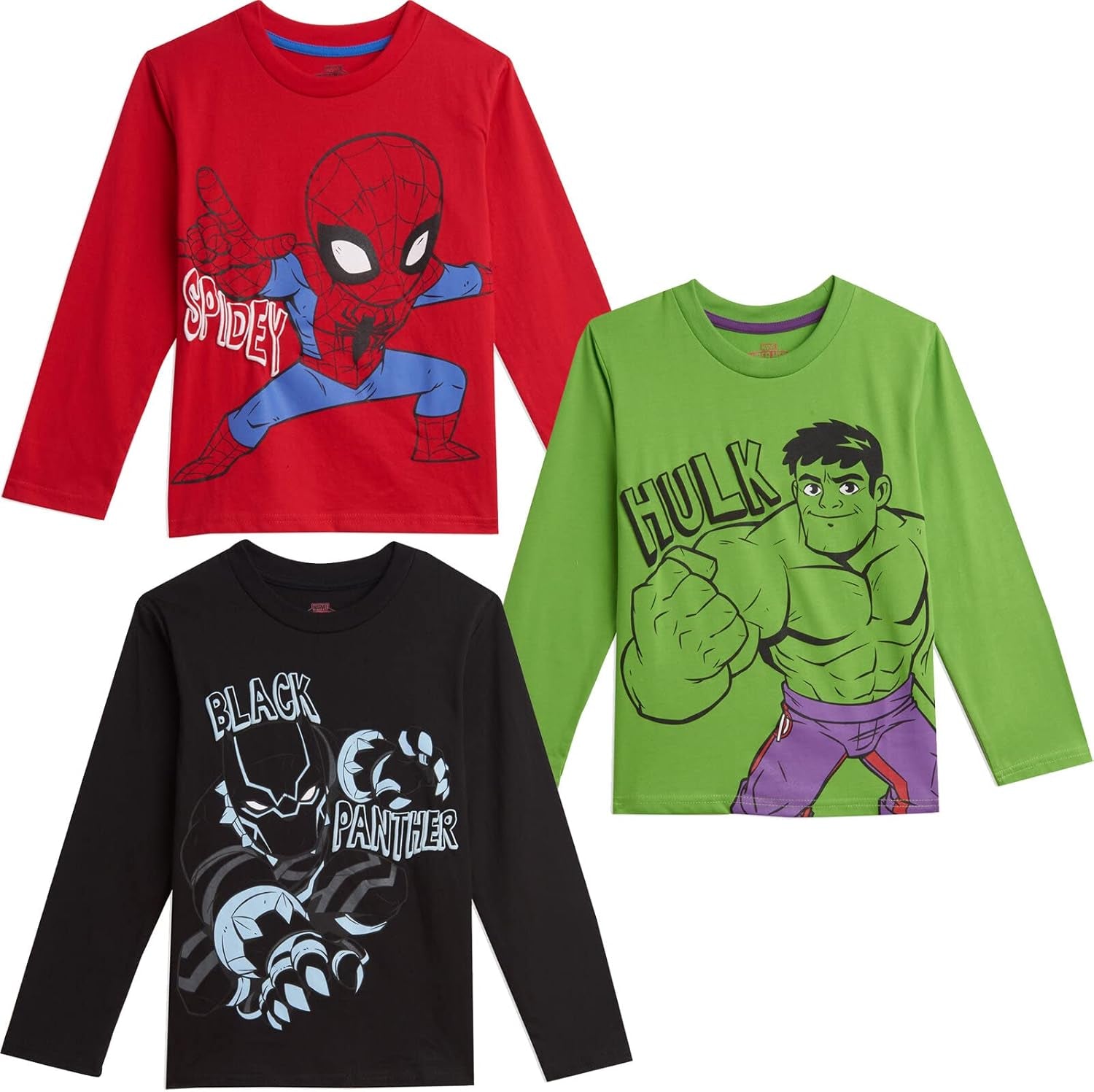 Marvel Paquete de 3 camisetas de manga larga