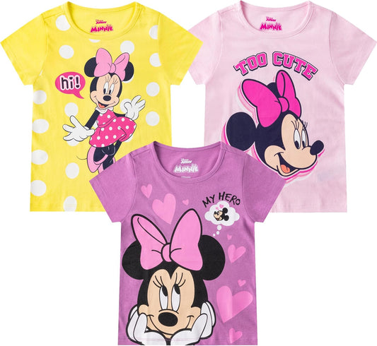 Disney Minnie Mouse - Paquete de 3 camisetas de manga corta