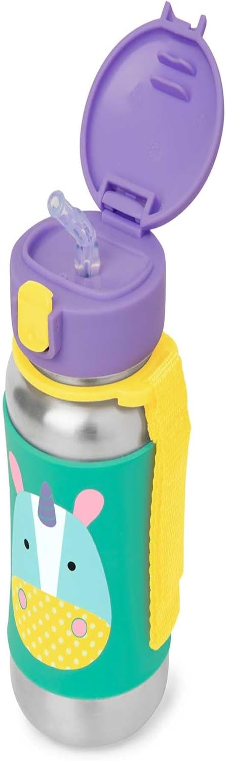 Skip Hop  botella de acero inoxidable con sorbete de zoológico, unicornio