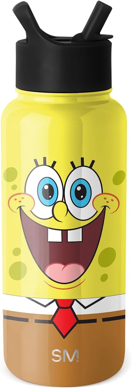 Simple Modern - Botella de agua térmica de acero inoxidable 32 onzas, Bob Esponja