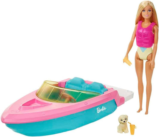 Barbie Juego de muñeca y barco de juguete con cachorro de mascota