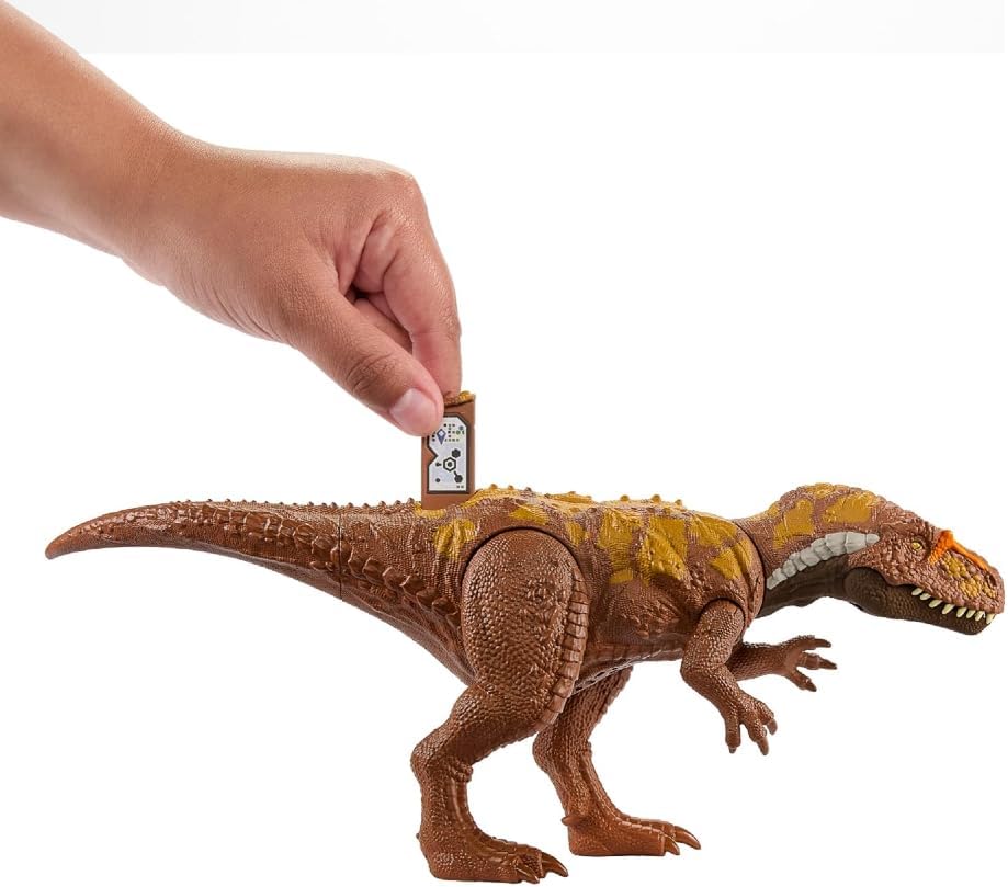 Mattel Jurassic World - Figura de dinosaurio Megalosaurus Wild Roar con sonido de rugido continuo y acción de ataque