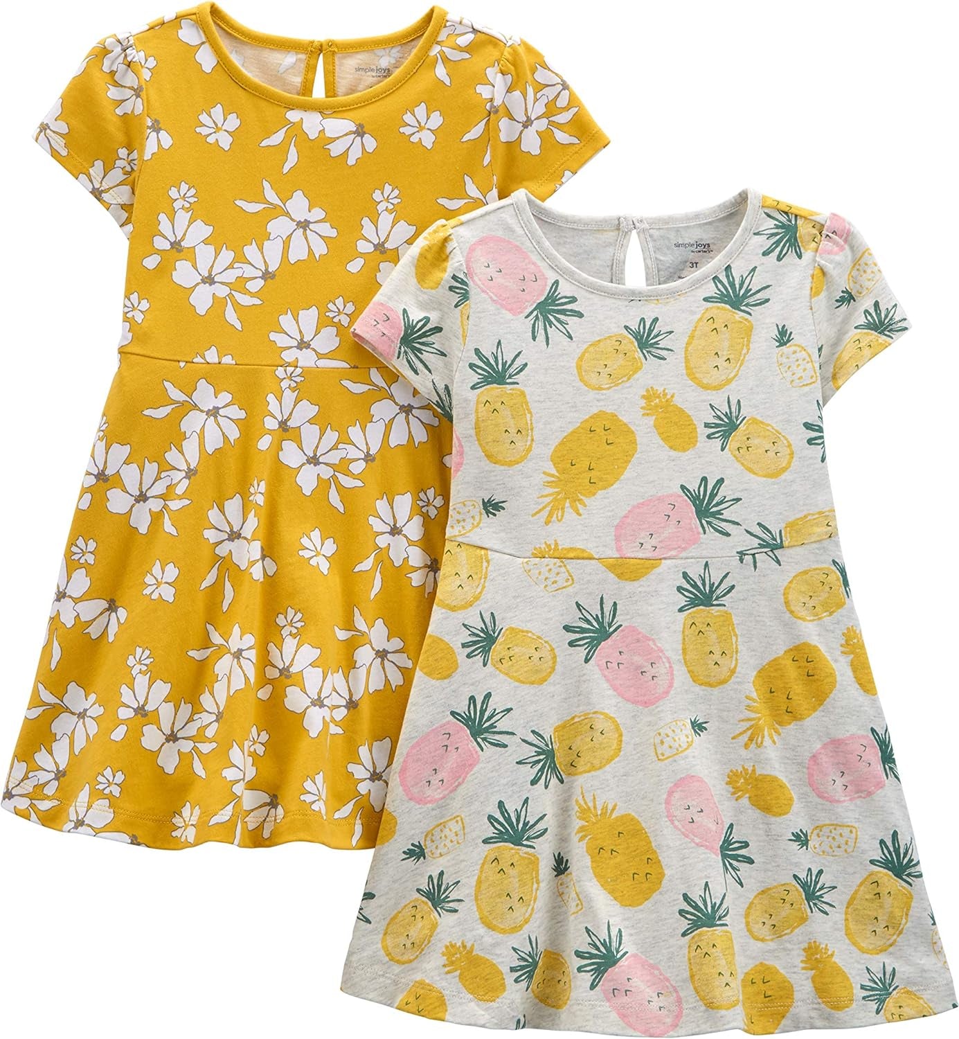 Simple Joys by Carter's - Conjunto de vestido de manga corta y sin mangas para niña, paquete de 2