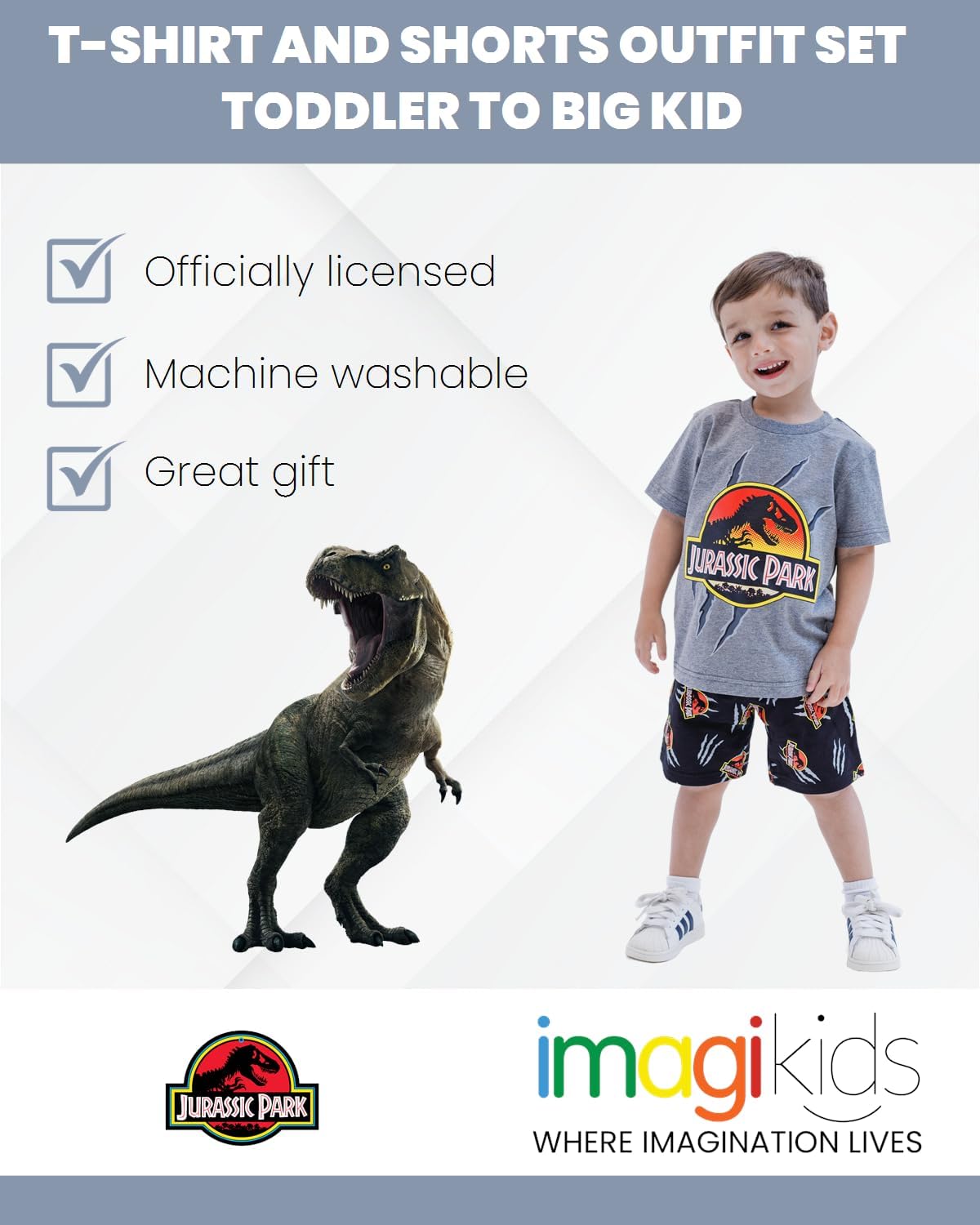 Jurassic World Conjunto de camiseta y pantalones cortos Dinosaurios