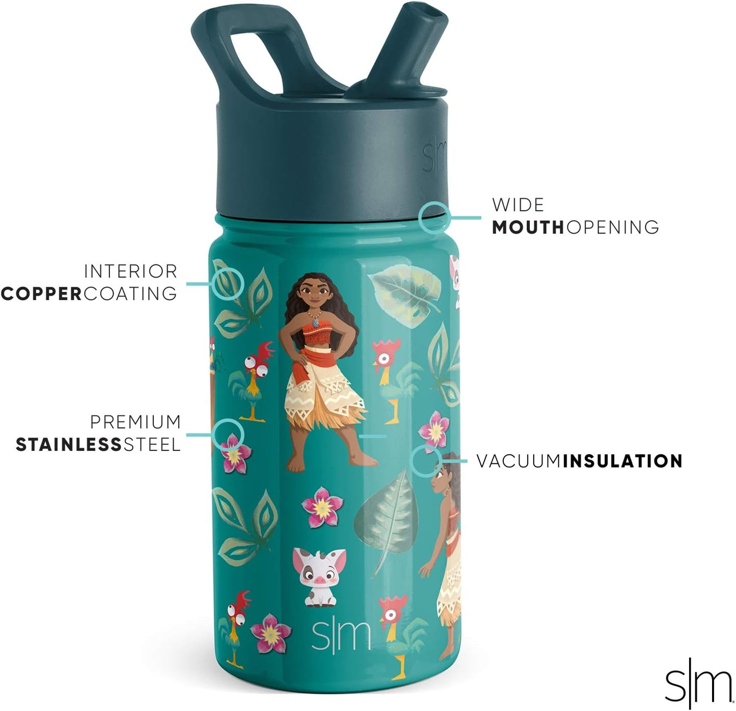 Simple Modern -Moana de Disney - Botella de agua de acero inoxidable aislado