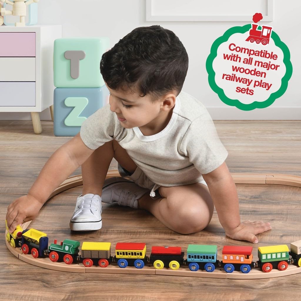 Juego de tren de madera