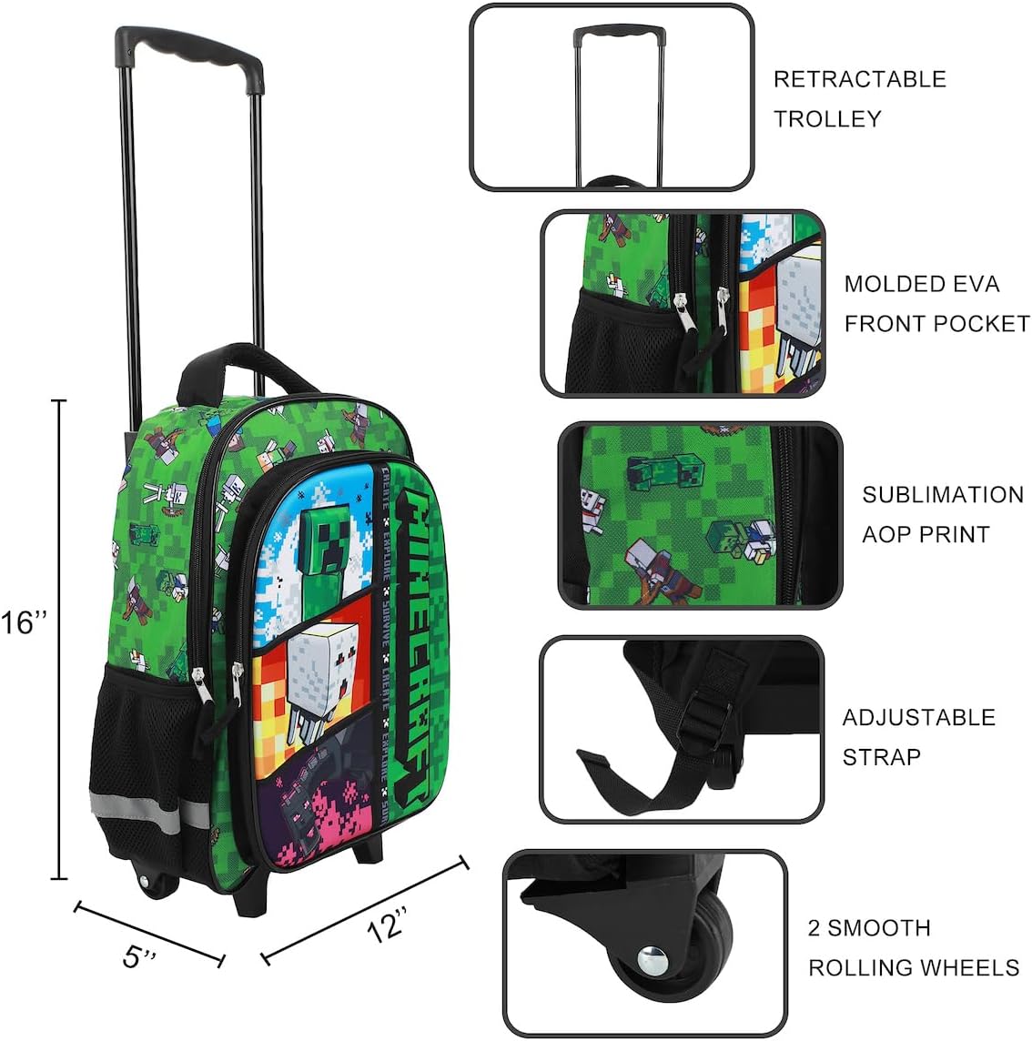 Bioworld Mochila de 16" con ruedas