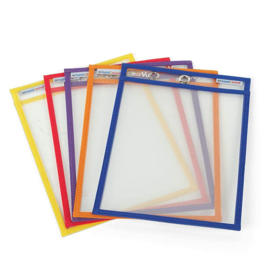 hand2mind Bolsillos reutilizables transparentes de borrado en seco