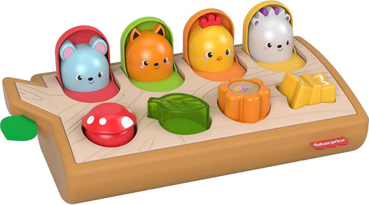 Fisher-Price Juguete para bebé Pop-Up Actividad sensorial con temática de animales con detalles de madera y sonidos